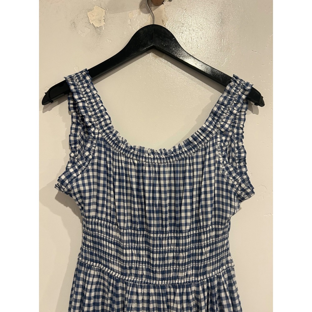 Doen Emmaretta Midi Dress in Blue Gingham Size Medium - Picture 9 of 14